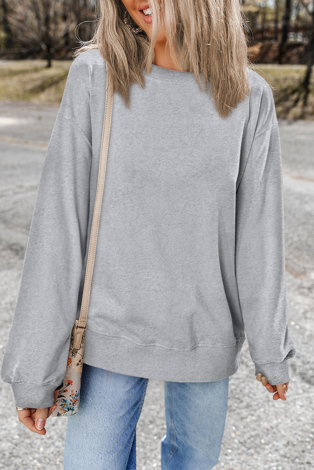 Giselle – Drop Shoulder Crewneck Pullover Sweatshirt