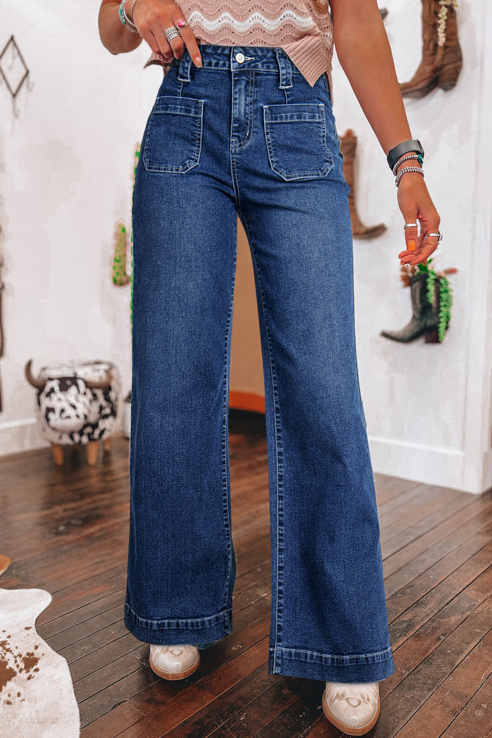 Miriam – Wide Leg Pocketed High Waist Jeans