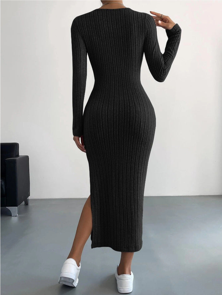 Ellie – Long Sleeve Ribbed Bodycon Maxi Dress