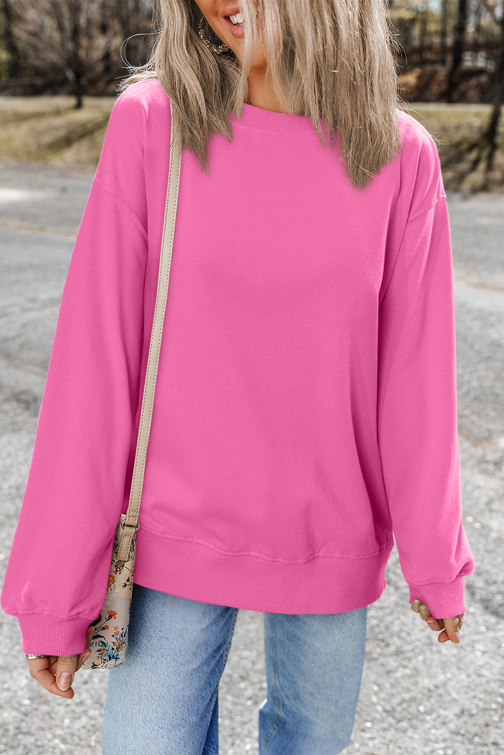 Giselle – Drop Shoulder Crewneck Pullover Sweatshirt