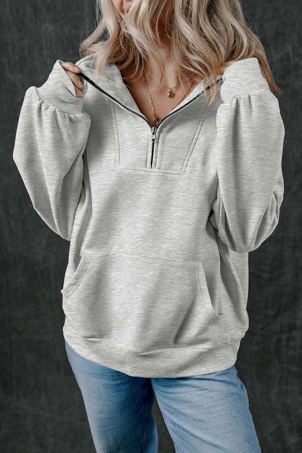 Joanna – Zip-Up Stand Neck Sweatshirt