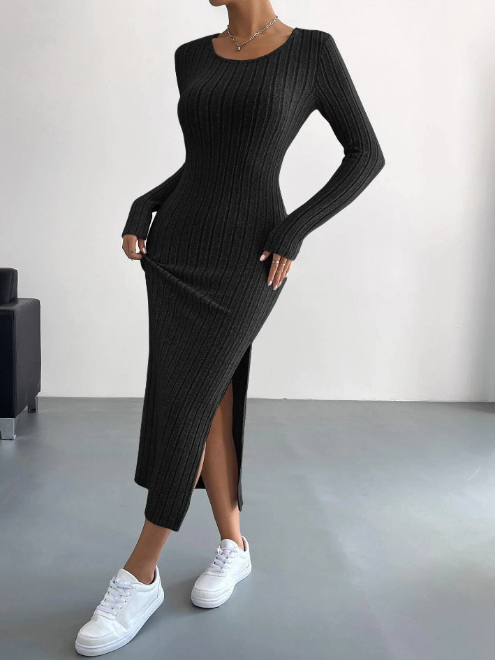 Ellie – Long Sleeve Ribbed Bodycon Maxi Dress