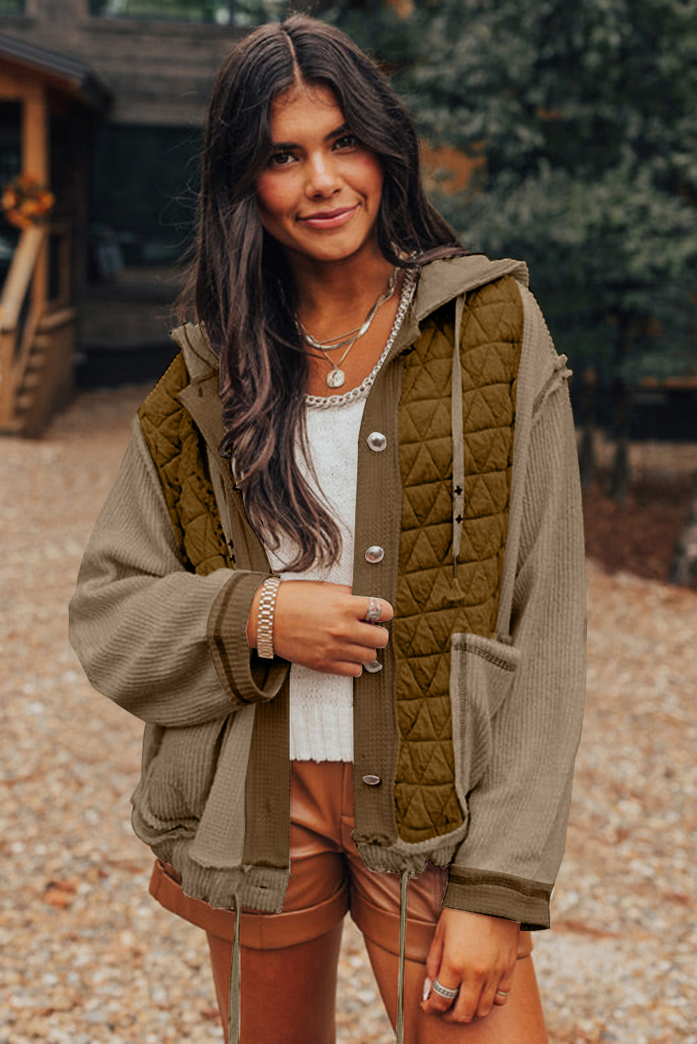 Elianna – Quilted Patchwork Loose Fit Hooded Jacket