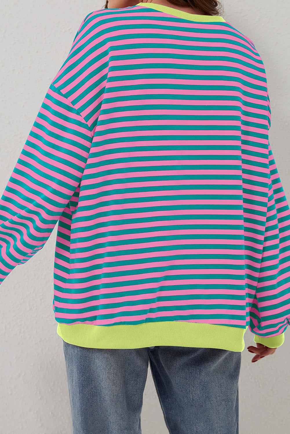 Rowan – Striped Oversized Pullover Sweatshirt with Contrast Trim