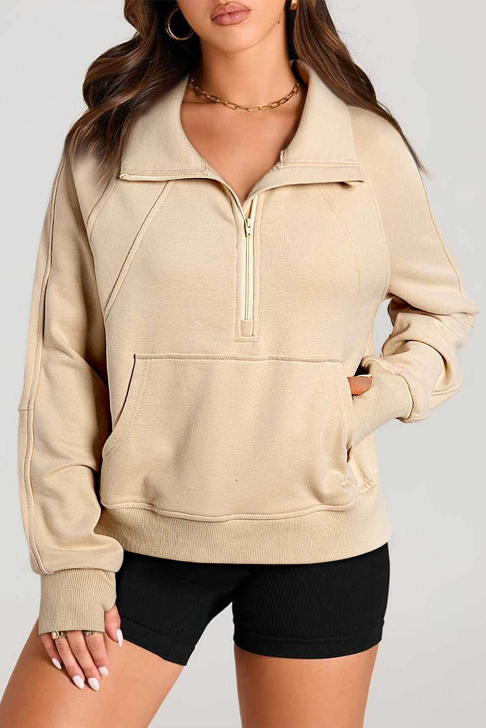 Esmeralda – Quarter Zip Stand Neck Sweatshirt