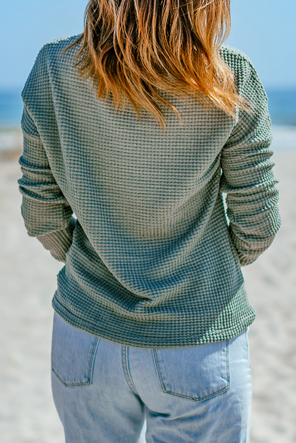 Payton – Waffle Knit Drop Shoulder Long Sleeve Top