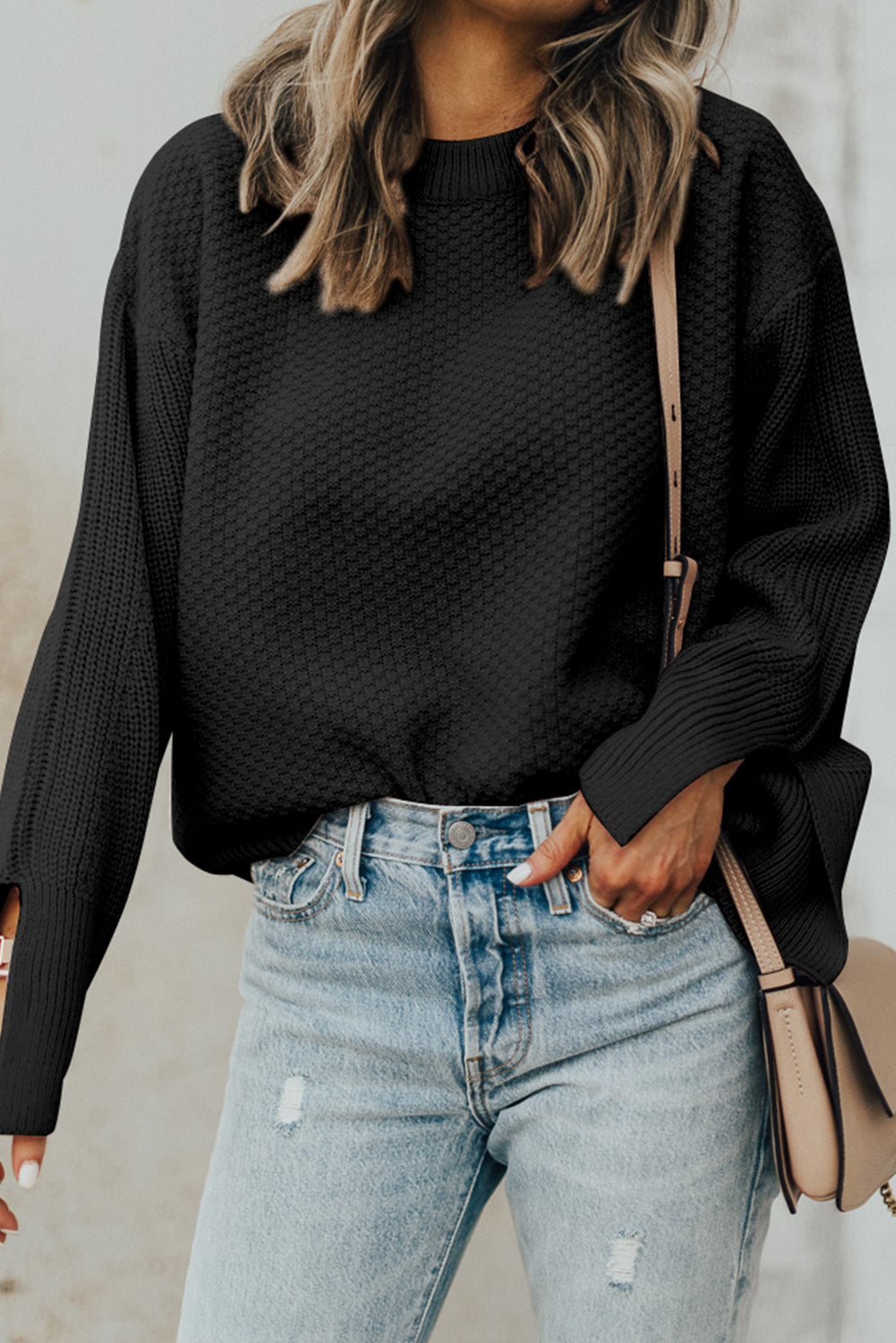 Paige – Women's Textured Knit Drop Shoulder Sweater