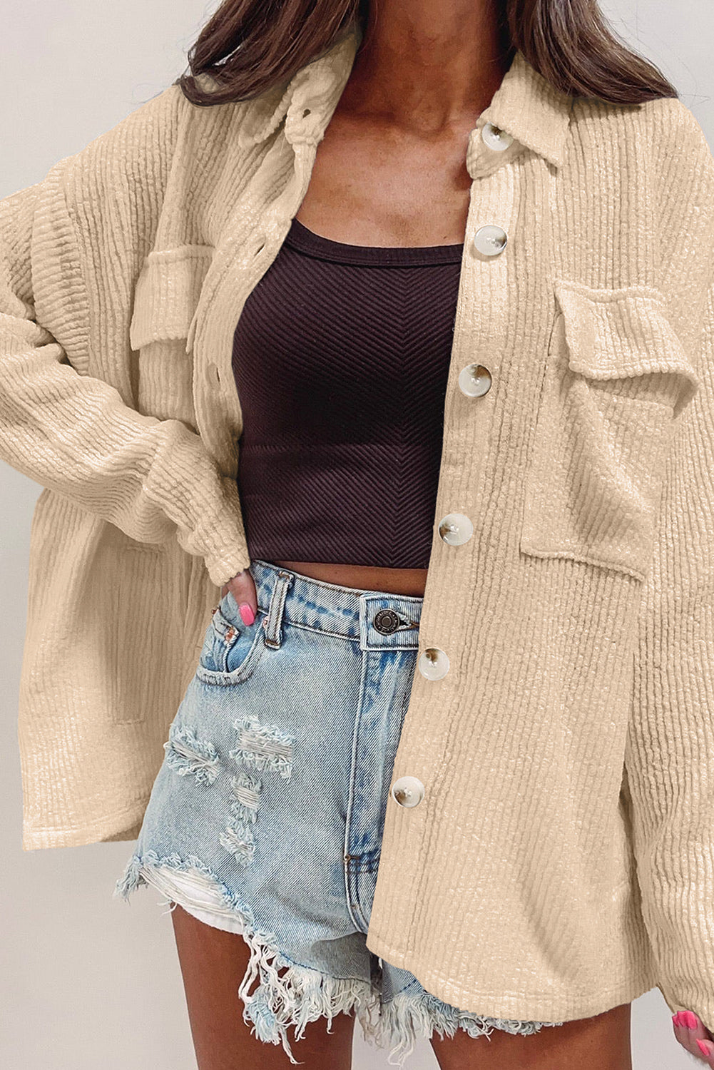 Viviana – Women's Corduroy Long Sleeve Shacket