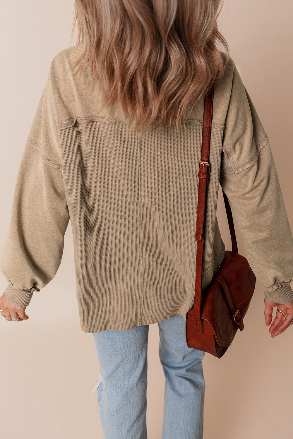 Lauren – Mineral Wash Patchwork Button-Up Shacket