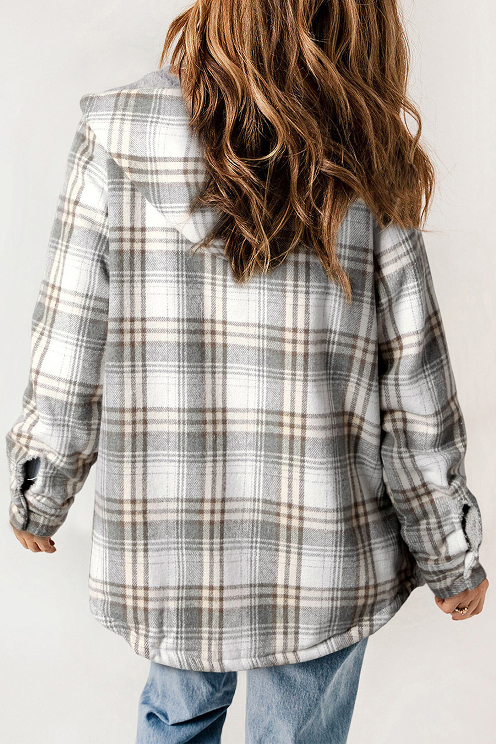 Juliet – Plaid Sherpa Lined Hooded Shacket