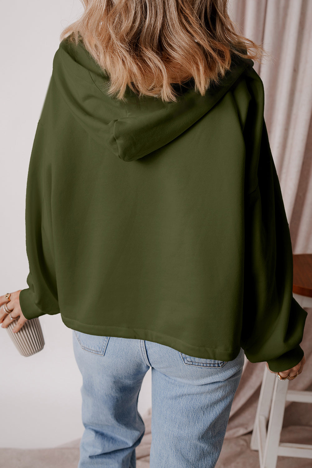 Thea – Fleece Lined Half-Zip Hoodie with Kangaroo Pocket