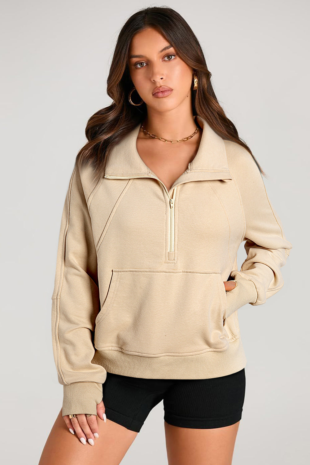 Esmeralda – Quarter Zip Stand Neck Sweatshirt