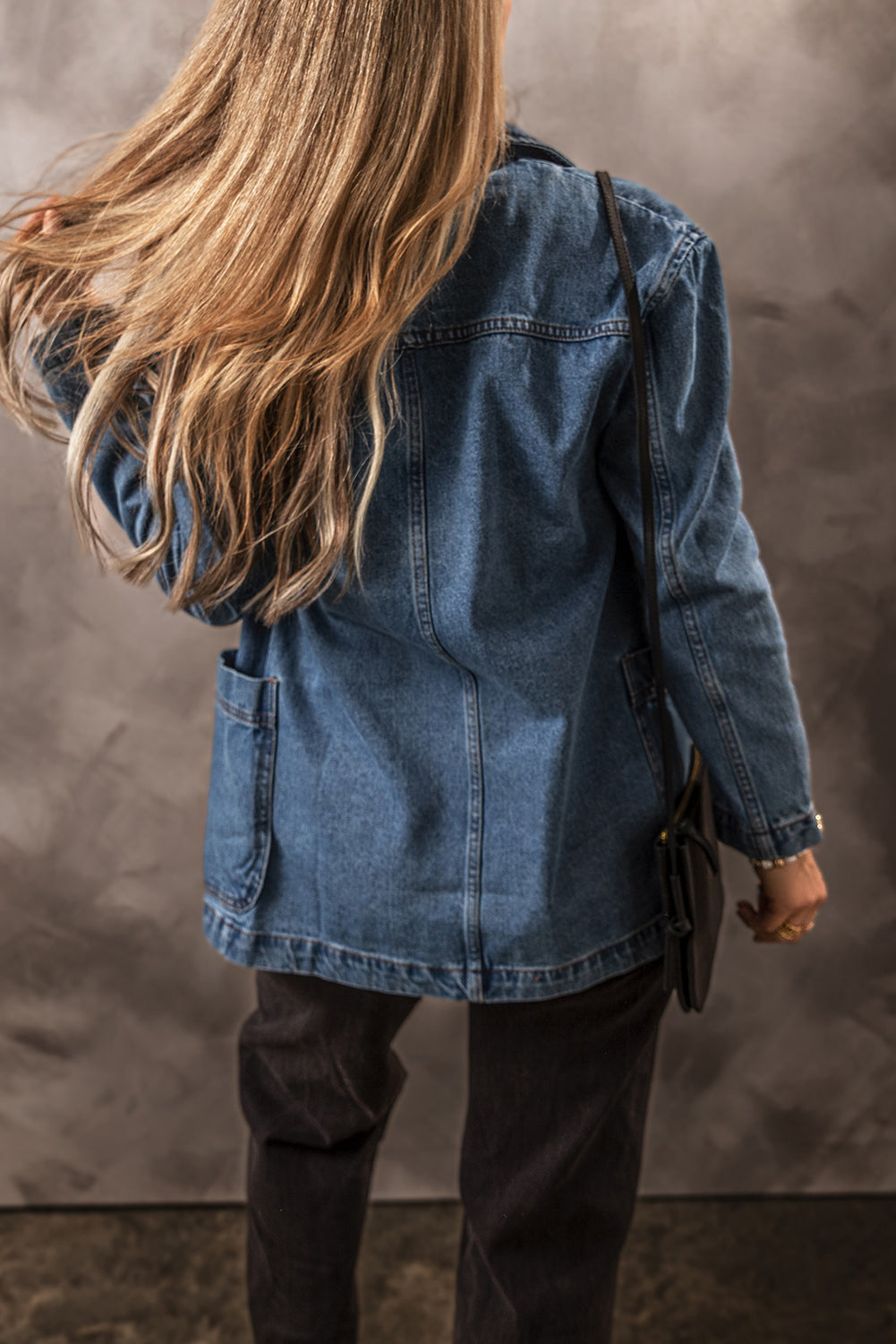 Molly – Sail Blue Denim Jacket with Side Pockets