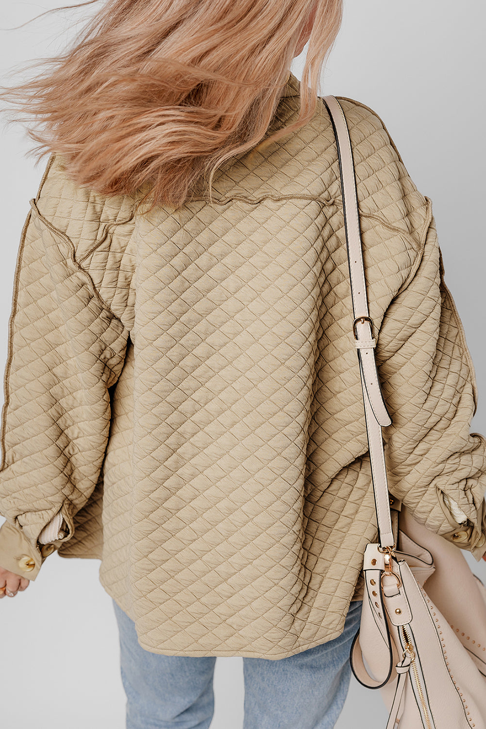 Dahlia – Jet Stream Solid Color Quilted Puffer Buttoned Shacket