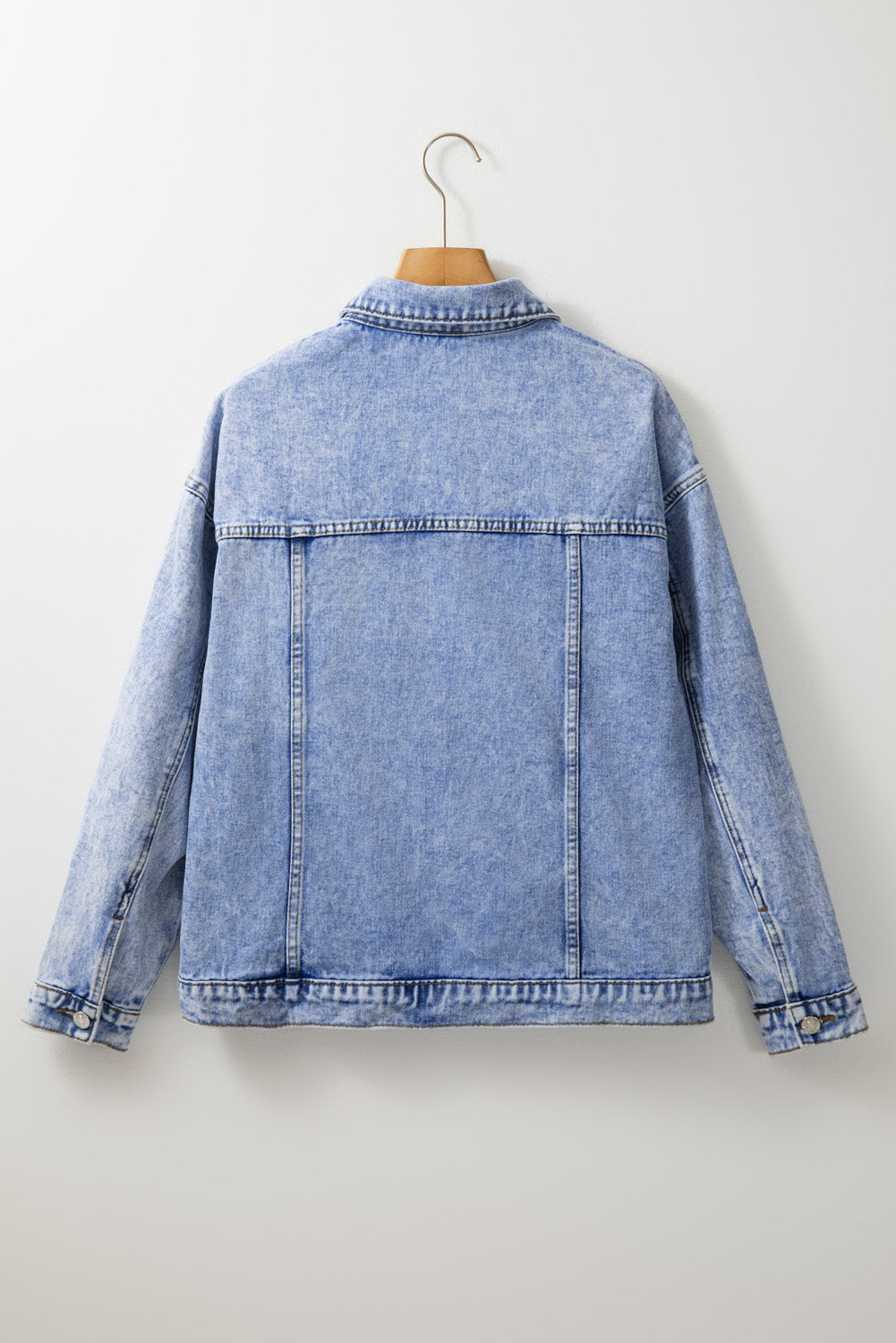 Kylie – Vintage Blue Washed Denim Jacket with Flap Pockets