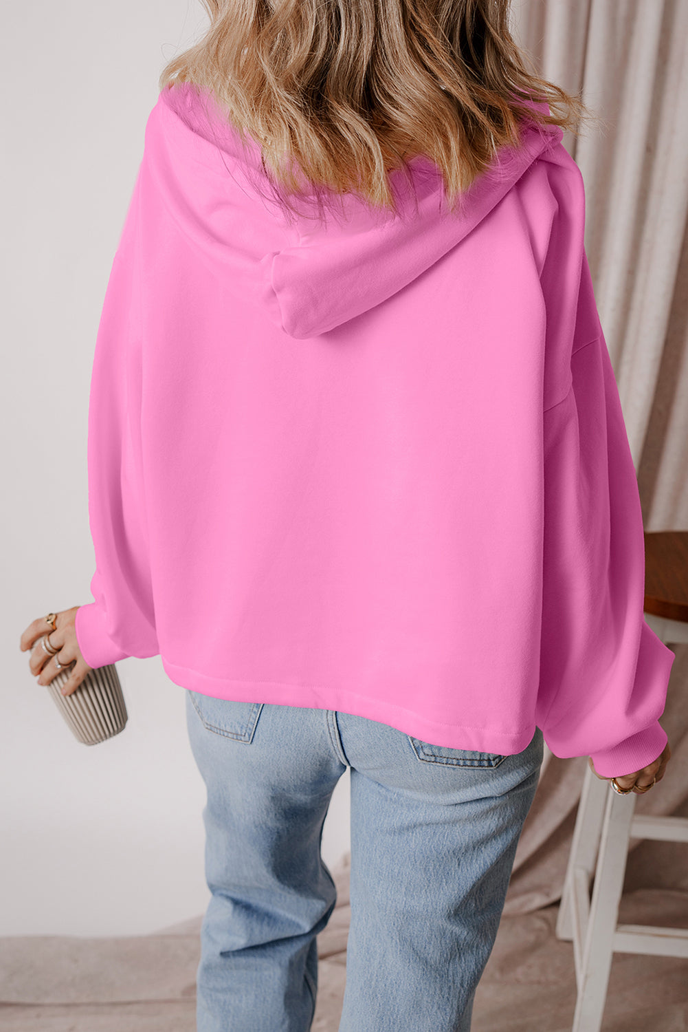 Thea – Fleece Lined Half-Zip Hoodie with Kangaroo Pocket