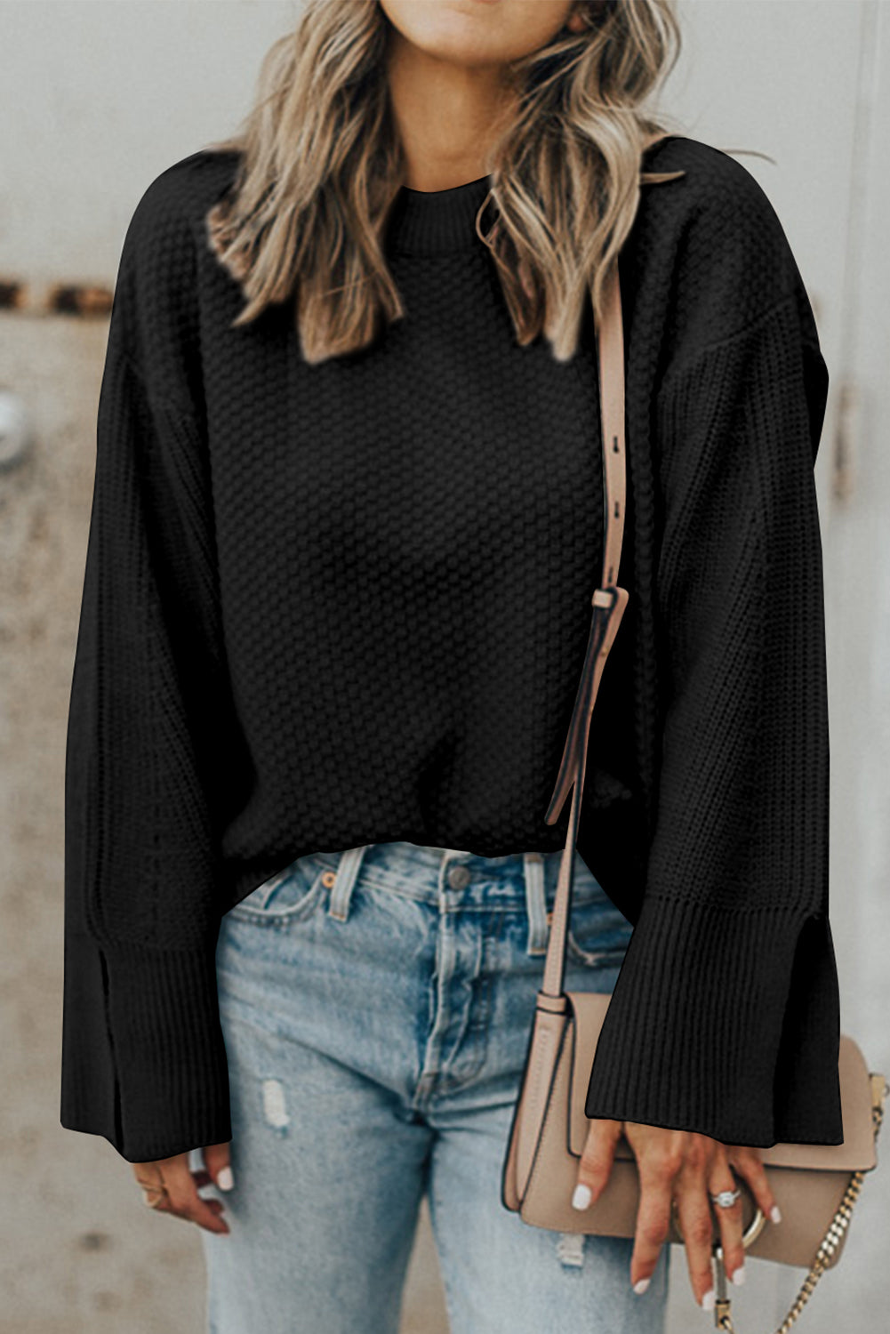 Paige – Women's Textured Knit Drop Shoulder Sweater