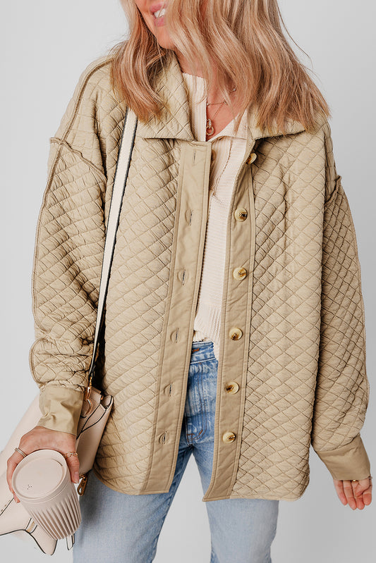Dahlia – Jet Stream Solid Color Quilted Puffer Buttoned Shacket
