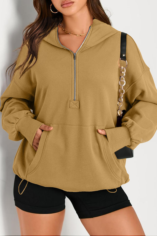 Julianna – Oversized Half-Zip Hoodie with Kangaroo Pocket
