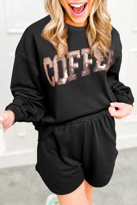 Ryleigh – Sequined Loose Fit Sweatshirt and Shorts Set